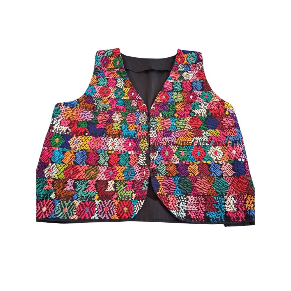 Handmade Festival Aztec Southwestern‎ Women's size Large Dopamine Vest Art Wear